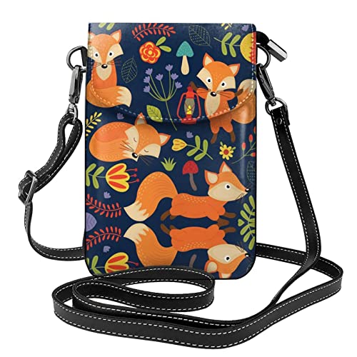 Sac à bandoulière pour femme motif léopard petit sac à main portefeuille renard fleur