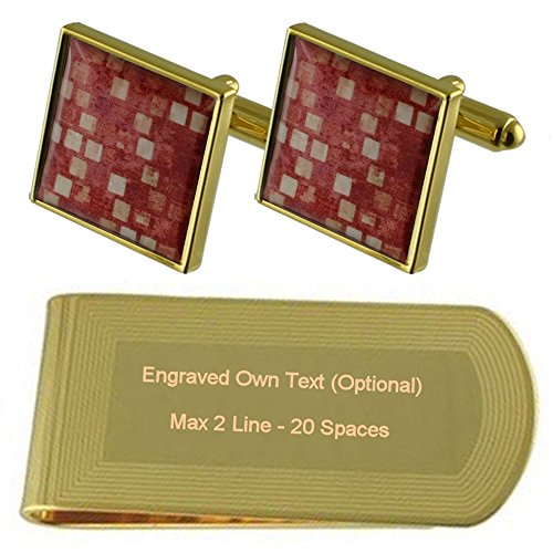 Select Gifts Burgund Gold-Manschettenknöpfe Geldscheinklammer Gravur Geschenkset
