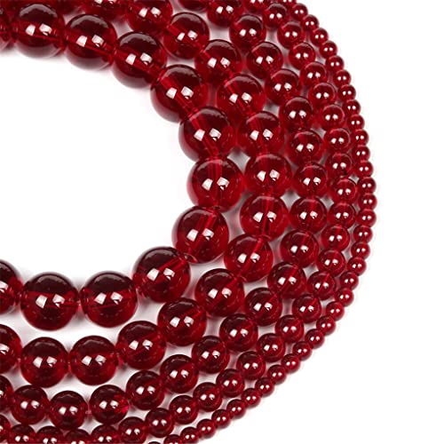 Perles de verre lisses grenat rouge 8mm sans défaut pour création