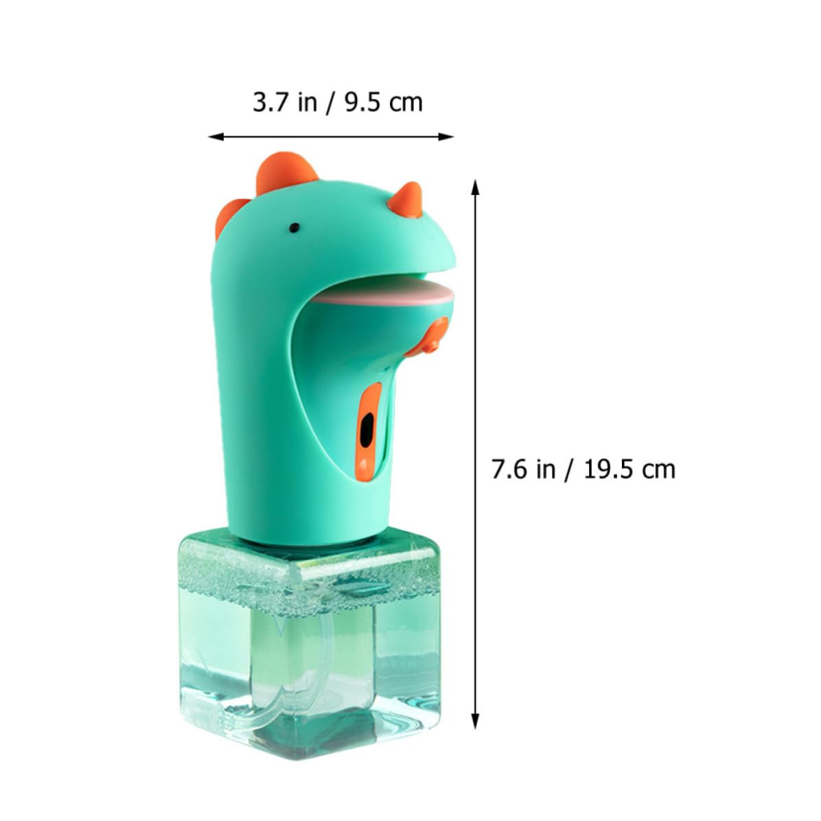 TEHAUX Dispensador de Jabón sin Contacto Dispensador de Jabón Automático de Dinosaurio de Dibujos Animados, Verde, Silicona, Abs y Petg, Antideslizante, Ligero, Cocina y Uso Diario