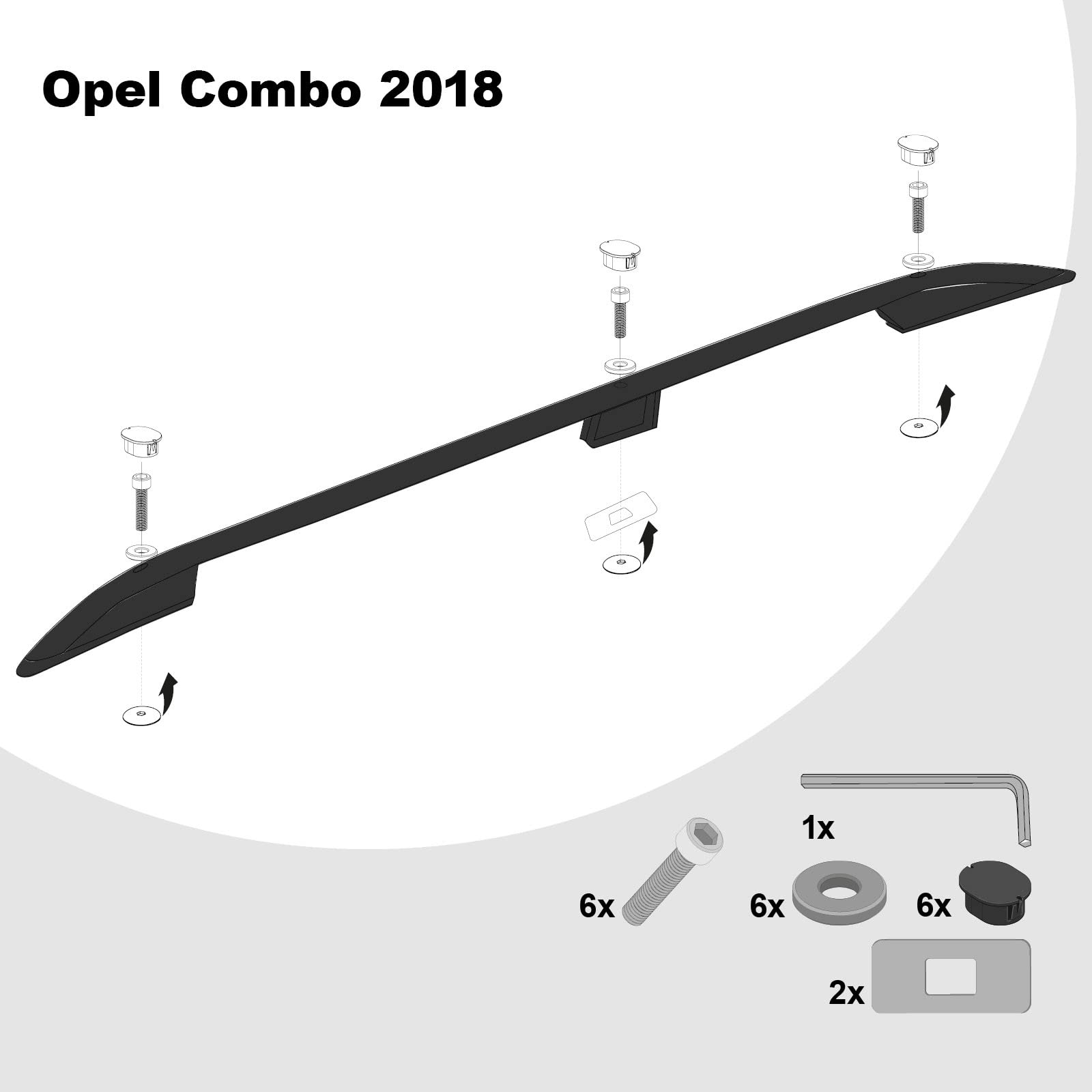 Dachreling passend für Opel Combo E L1 kurz (SWB) Baujahr ab 2018 (Schwarz) mit ABE