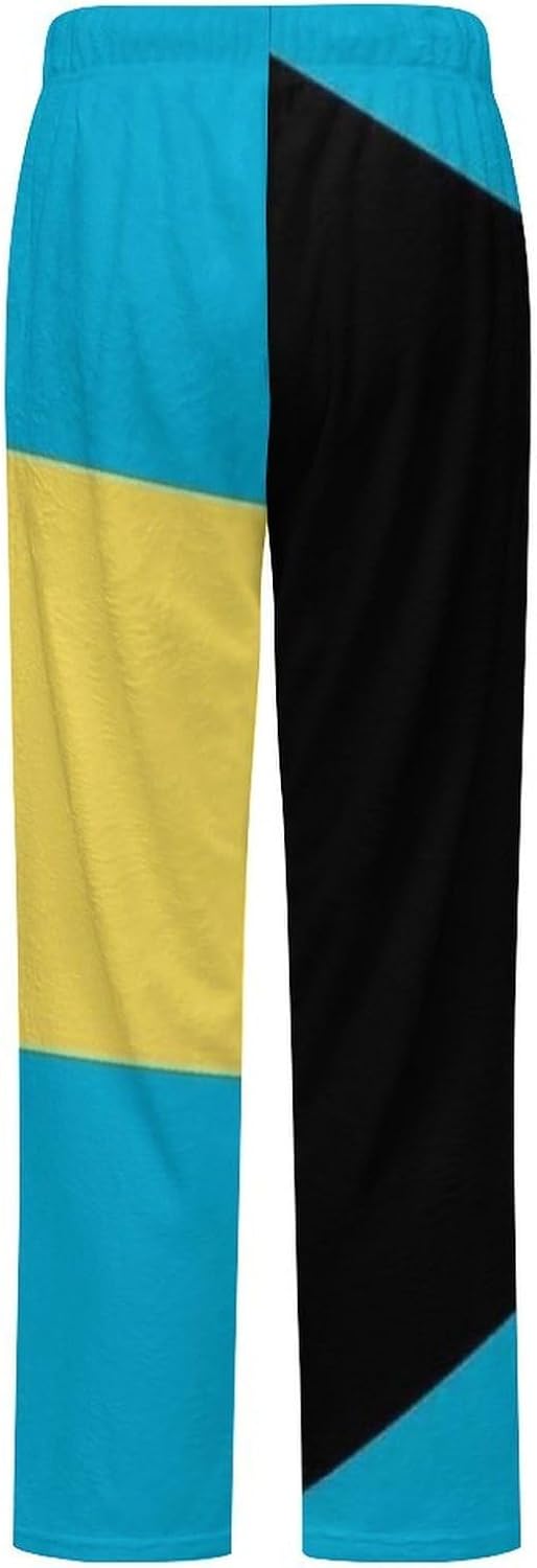 Mens Women'S Flannel Pyjama Bottoms Plus Size Soft Cosy Pjs Bottoms With Republic Of Bahamas Flag Print Lounge