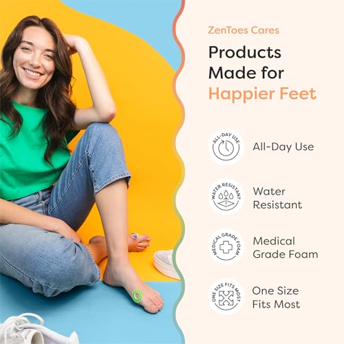 Image of ZenToes Callus Cushions, Water-Resistant Adhesive Corn Pads, 18 Count | Soft foam protects foot, heels & toes from friction, self-stick, for active wear. Sweat-resistant, peels off easily