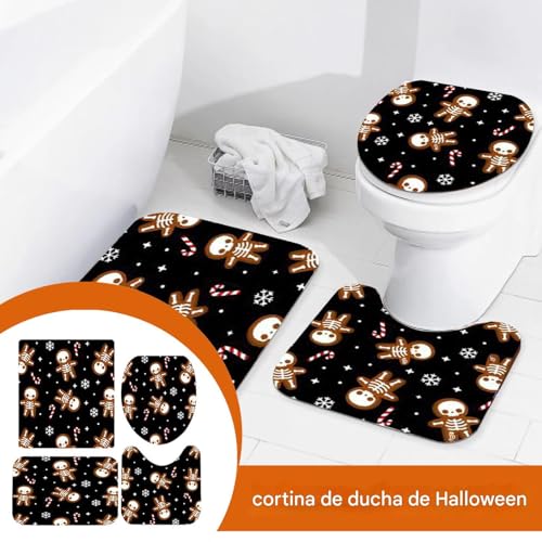Cortina de ducha de fantasmas para baño de Halloween resistente al agua 4