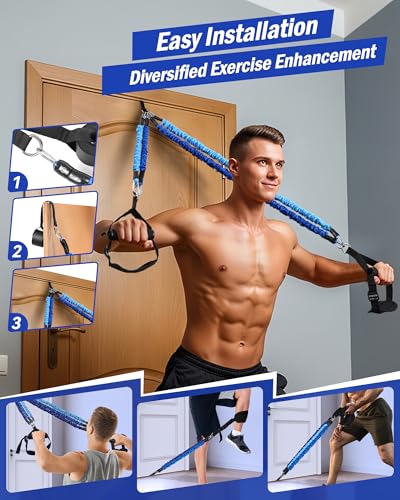 Image of Upgraded Pilates Bar Kit with Resistance Bands Natural Latex for Women & Men, Heavy-Duty Stainless Steel Multifunctional Yoga Pilates Stick for Home Gym Exercise Fitness Equipment Full-Body Workouts