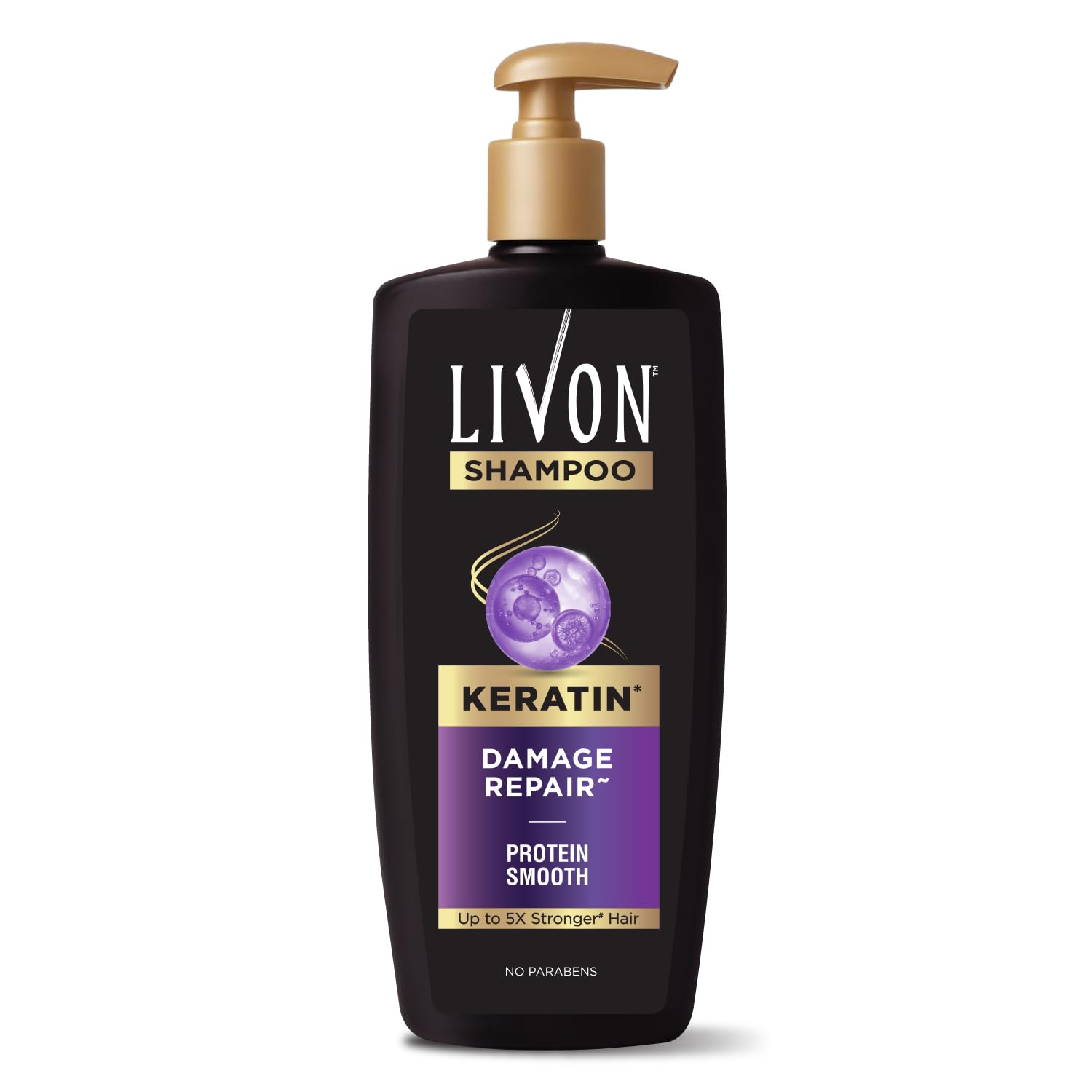 Livon Keratin Shampoo for Women & Men | Repairs Damaged Hair | Smooth & 5x Stronger Hair | No Parabens | 650ml
