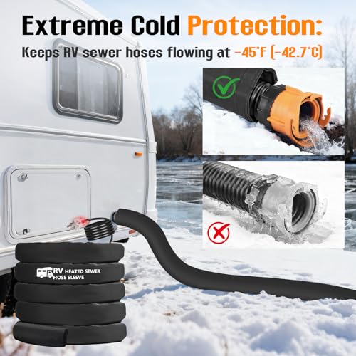 Image of Sewer Hose with Heated Sleeve Avoid Freezing at -45F, Blue Rv Sewer Hose kit ，Sewer Hose for Rv Camper /Rv Accessories (15FT-1)