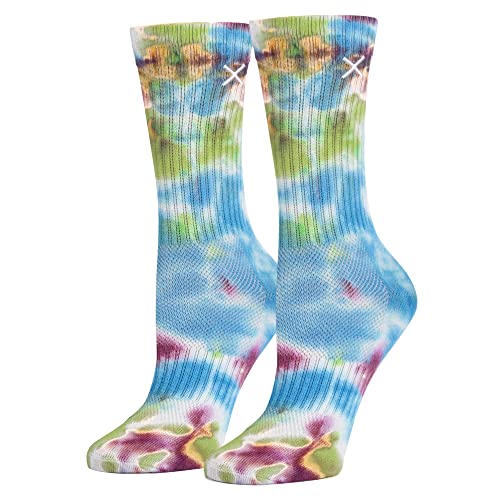 Image of Odd Sox - Basix Unisex Tie Dye Collection Crew Socks - Soft Cotton Blend, Breathable Cushioned Fit, Medium & Large Sizes