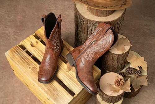 Image of Jousen Cowboy Boots for Men Embroidery Men's Western Boots Retro Square Toe Mens Boot Botas Vaqueras Para Hombre