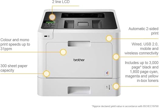 Brother HL-L8260CDW Colour Laser Printer | Wireless, PC Connected & Network | Print & 2 Sided Printing | A4
