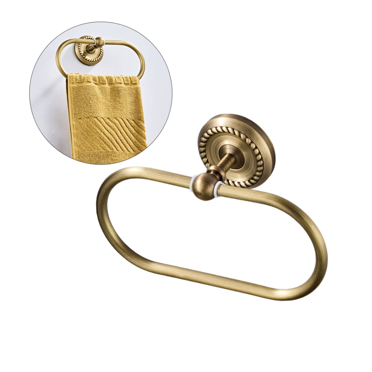 Wandmontierter Handtuchring Oval aus Kupfer Gold für Bad und Küche
