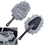 ZKFAR 2 PCS Universal Soft Multi-Functional Car Duster, Scratch Free Car Dash Dusting Tool, Microfiber Washable Car Brush (Grey)