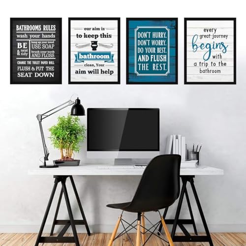 Image of Chaka Chaundh - bathrooms poster - bathroom posters with frame - bathroom quotes framed posters - bathrooms etiquette posters - bathroomss rules posters - (14 X 11inches - Set of 4) (Multicolor - Quotes Frame Poster)