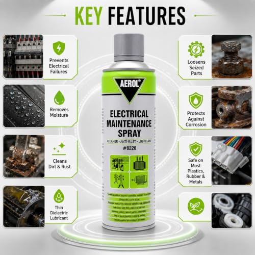 Image of Aerol Electrical Maintenance Spray Grade 8226 (343g /500ml) | Multi-Purpose Lubricant, Penetrant & Cleaner for Metal Contact Surfaces | Anti-Corrosion Protection