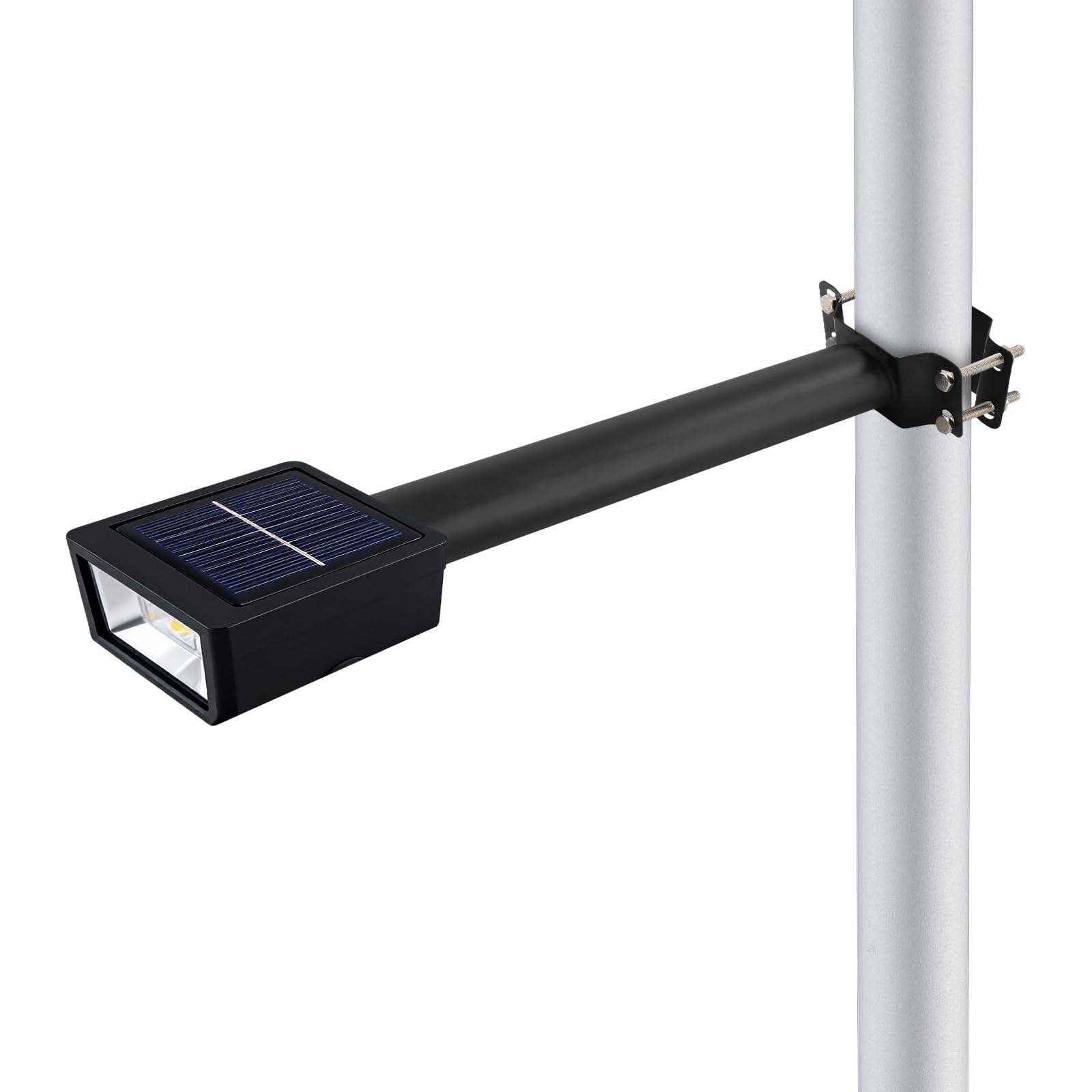 Lot de 4 supports de mât pour lampadaire sans perçage - Supports de mât de lumière - Mât d'antenne pour antennes TV, satellite, radio et Wi-Fi - Noir