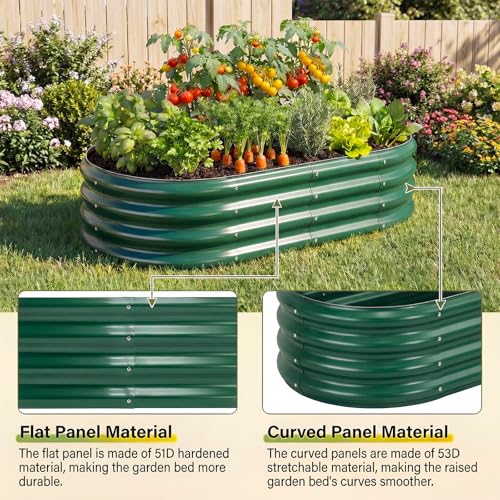 Image of Land Guard 2Pcs 8ft Galvanized Steel Raised Garden Bed, 8 x 4 x 1 ft Large Metal Raised Planter Beds, Raised Garden Bed for Vegetables, Green