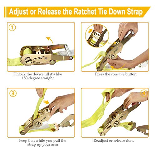 Partsam 9.5Ft Axle Tie Down Strap Ratchet W/Snap Hook - 2 Pcs/Set 10000 Lbs Break Strength - 3300 Lbs Safe Working Load, Use To Haul Any Car Truck Atv Utv Suv Etc. #TOP4