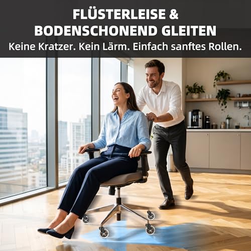 WEWILL Bürostuhl Rollen Stuhlrollen bis 300 kg Schreibtischstuhl Gummirollen Hartbodenrollen, Sehr leise Bürostuhlrollen 5PCS 11x22 mm, Keine Bodenschutzmatte Nötig Keine Kratzer im Boden
