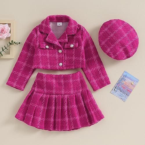 Toddler Baby Girl Fall Skirts Outfits Plaid Jacket and Dress Set Long Sleeve Cardigan Pleated Mini Skirt Clothes2