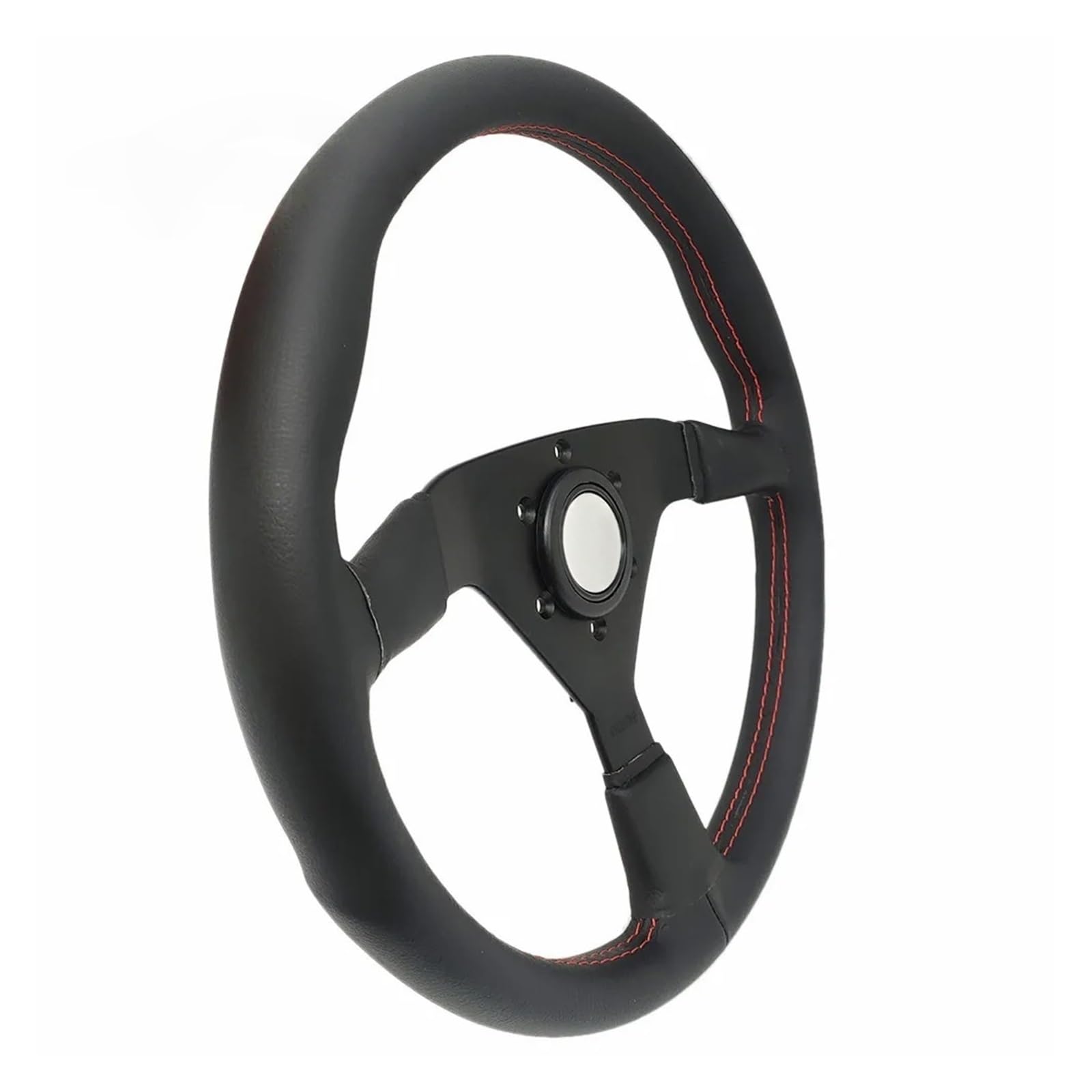 Volant de voiture en cuir noir, 14 pouces, 350mm, Compatible avec V1 Racing Drift Sport, volant plat(Size-2)