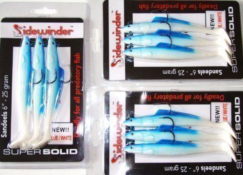TraceAce Tackle New For 2011 3 X 3 Packs Blue/White 6" Sidewinders