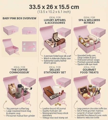 Boîte cadeau magnétique rose Emartbuy pour mariages et baptêmes raffinés