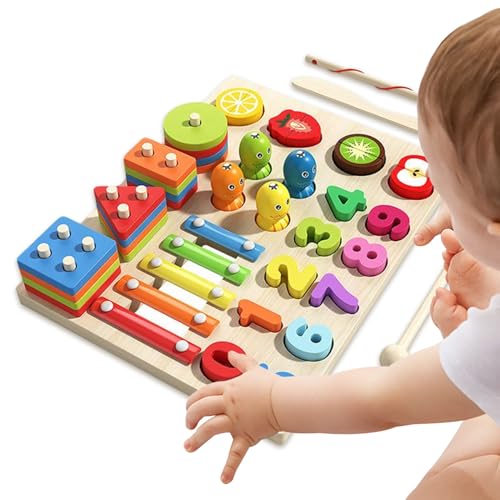 Jeu de tri des formes et empilage en bois pour l'apprentissage des mathématiques