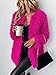 691 - Plus Size Open Front Statement Pockets Long Sleeves Fuzzy Teddy Faux Fur Coat Jacket Hot Pink Fuchsia (Hot Pink Fur, M)