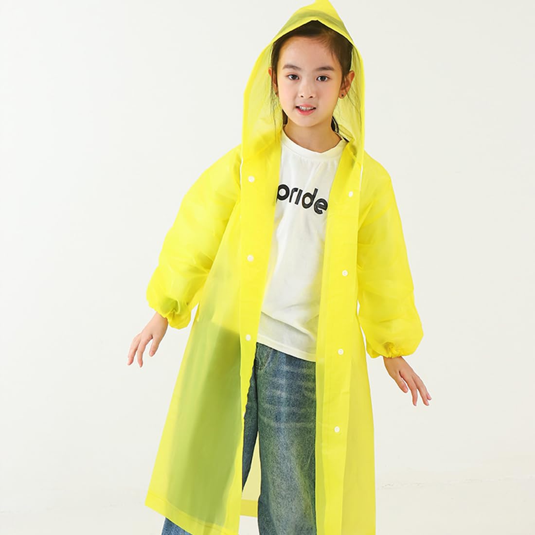 Giacca da Pioggia,Cappotto Pioggia Eva Trasparenti Riutilizzabili Poncho Portatile Impermeabile Cappotto da Pioggia con Cappucci e Maniche per Festival di Viaggi Parchi Tematici e All'aperto
