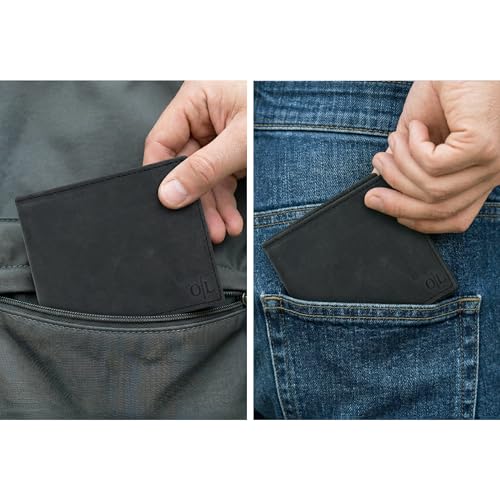 Image of Oak Leathers Leather Wallet for Men - RFID Bifold Wallets with 9 Credit Cards 1 ID Window Slim Minimalist Front Pocket Gift For Men