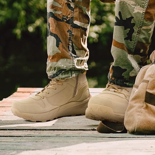 Image of NORTIV 8 Men's Military Tactical Boot Lightweight Comfortable Boots for Work All Day Side Zipper Motorcycle Combat Hiking Boots Metrostrike(8-9 Inches)