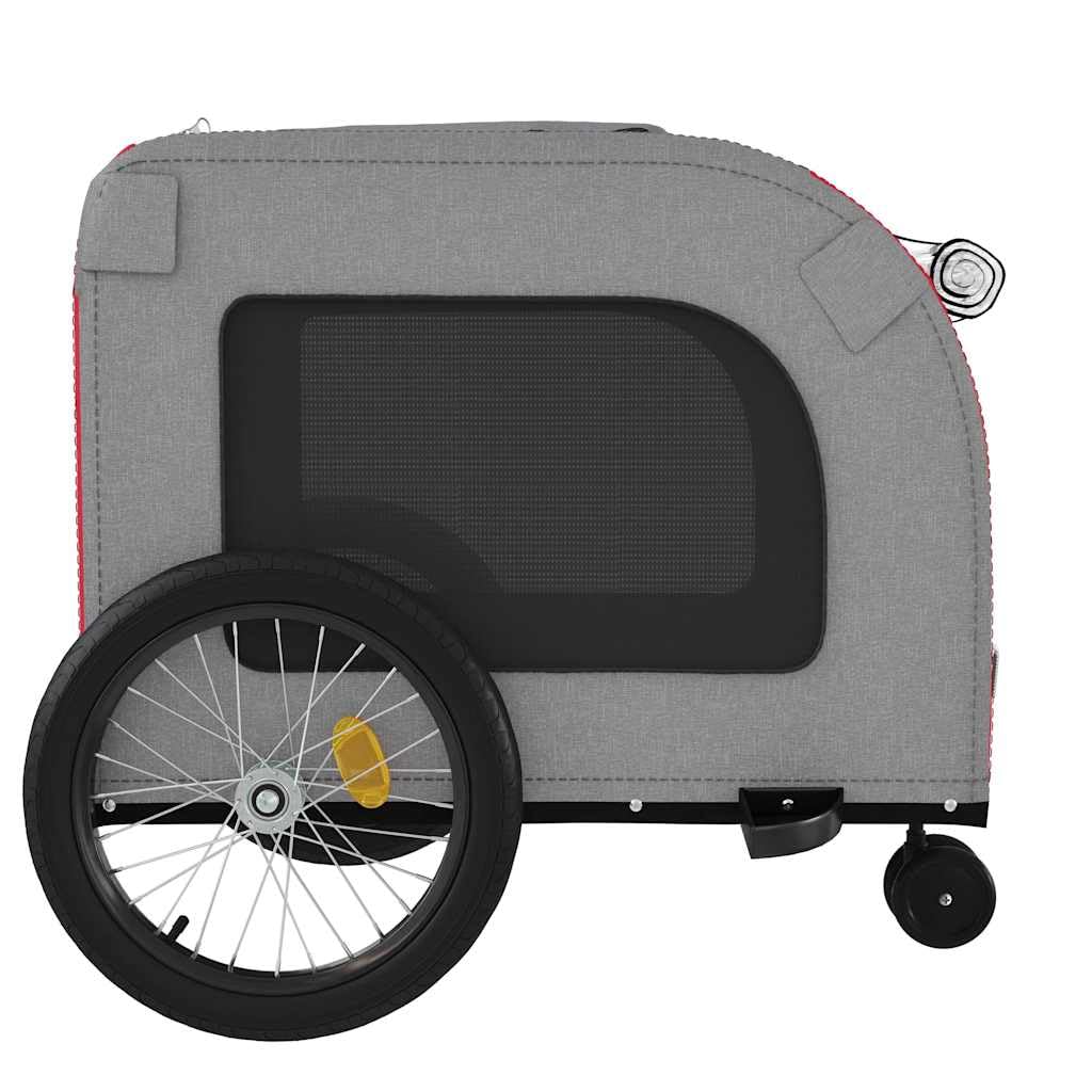 Przyczepa rowerowa dla zwierząt domowych, czerwona i szara, z tkaniny Oxford i żelaza, składana, do spacerówek, spacerówek, wózka transportowego, na wycieczkę, do parku