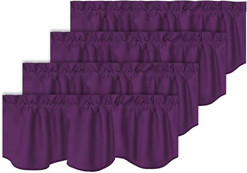 Miniatura 34 de Turquoize Cenefas de cortina opacas sólidas con bolsillo para barra festoneadas, paneles de cortina pequeños para ventana de