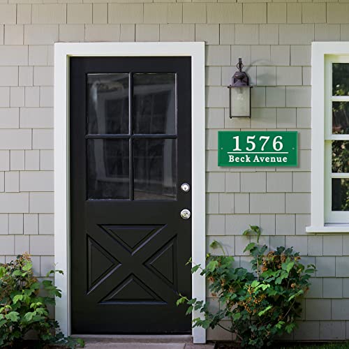 Personalized Reflective Address Plaque, Custom Aluminum House Number Sign With Two Screw, Address Sign For Outside Home, Street, House, 12.5"L X 5.5"H (Black Or Green) #TOP4