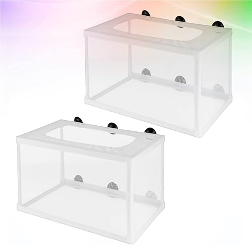 Miniatura 7 de TEHAUX Caja transparente de cría de peces, multifuncional, de plástico, con ventosas, para peces agresivos, guppy payaso, fácil de instalar, color