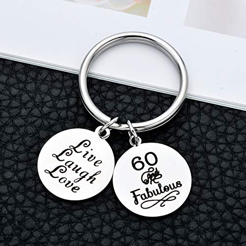 Happy Birthday Gift 30th 40th 50th 60th Charms Key Ring for Key Holder Stainless Steel Key Chain 3cm (60th)2