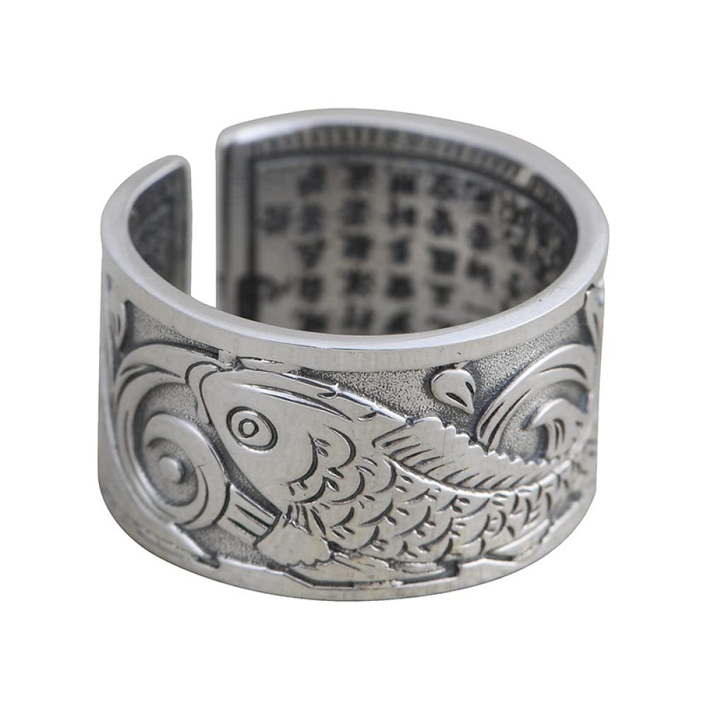 HGJH Verstellbarer Ring, Sterling Silber Ringe Frauen 925 Karpfen Verstellbare Ringe Klobiger Motorradring Massiver Ring Kleidringe Verlobungsring Geschenke Für Männer Herrenring Ewigkeitsringe