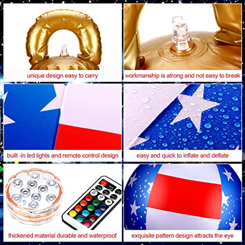 Jetec 2 Pcs Led 24 Inch Giant Patriotic Inflatable 4Th Of July Ball Ornaments Pvc Independence Day Light Up Outdoor Inflatables Decorations For Memorial Day Yard Lawn Garden Porch Pool Tree Decoration #TOP6
