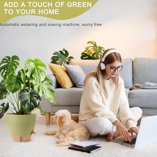 Self Watering Pots for Indoor Plants 12/10/9/8 Inch Large Plastic Self Watering Flower Pots Indoor Outdoor with Drainage Holes, Deep Reservoir,Nursery Planting Pot for Indoor Outdoor Plants - Image 6