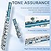 Kmise Closed Hole C Flute, Responsive Flute Instrument, Premium and Durable Flutes with Gig Bag, Collapsible Stand, Beginner's Guide, Cleaning Kit - Effortless for Beginners, Students (Blue)