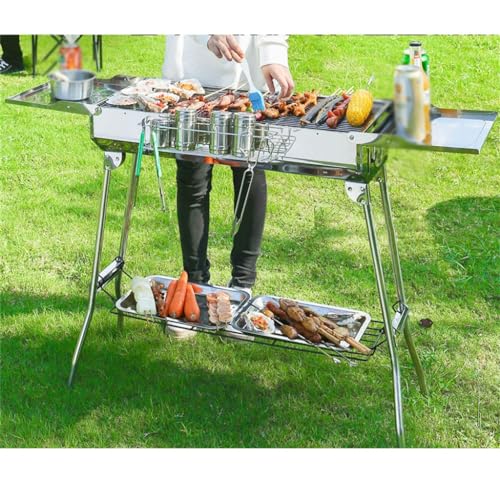 Barbacoa de carbón portátil de acero inoxidable para camping 4