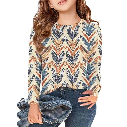 Girls' Long Sleeve Tops Tees Shirts Crewneck Fall Cute Tops & Blouses Basic Floral Print Clothes Kids Vacation Outfits