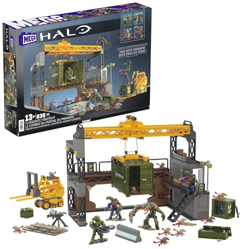 MEGA Halo Infinite Building Toys Set, Floodgate Firefight with 634 Pieces, 4 Micro Action Figures, Poseable Articulation, Accessories, Kids or Adult (Amazon Exclusive)