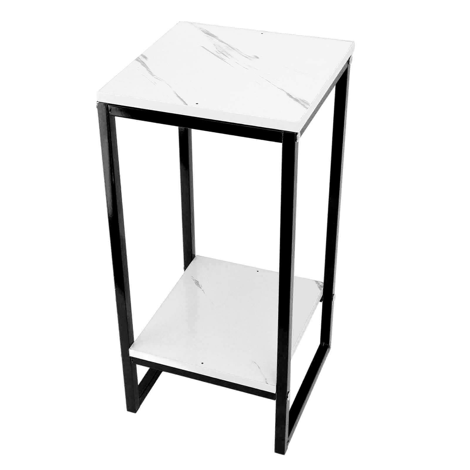BEIJIALY Soporte Alto para Plantas de Interior, Soporte para Flores de 2 Niveles, Marco de Hierro Resistente de 60 Cm, Estante para Macetas Multifuncional de Fácil(Bandeja Blanca con Marco Negro)