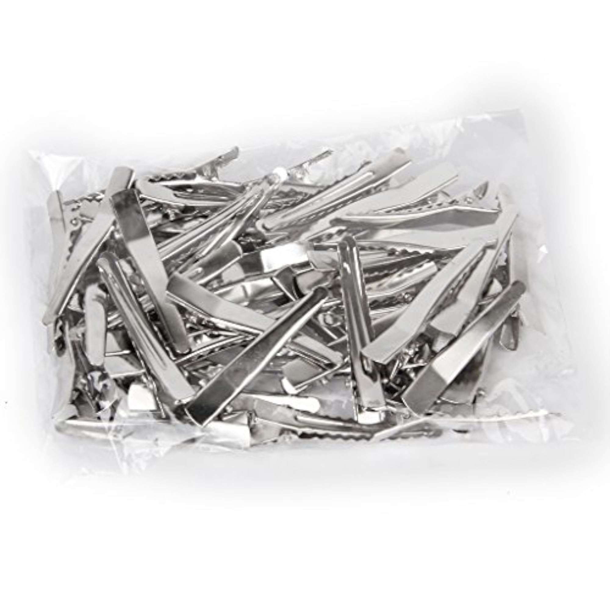 Stiff Durable Single Prong Alligator Clips, Pack of 100, Silver