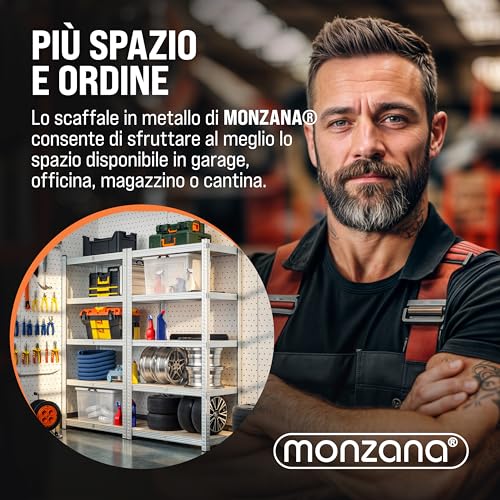 Monzana® 2x Scaffali Metallo 180x90x40cm Portata Totale 1750kg 10 Pannelli MDF Scaffalatura Metallo Scaffali ad Alta Portata Scaffale Cantina - 7
