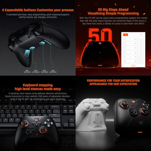 PC Controllers, BIGBIG WON Gale Wireless Controllers, Motion Aiming, Hall Trigger, 4 Custom Buttons, PC App Game Controllers for Switch/PC/iOS/Android Wireless Gaming Controller with Charging Dock - Thumbnail 7
