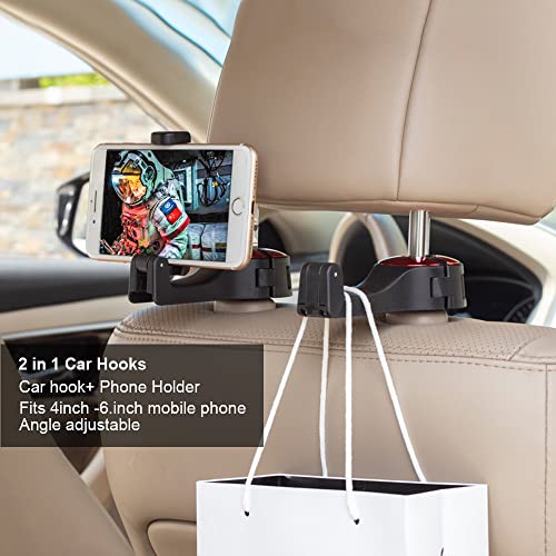 Udikefo Universal Car Vehicle Back Seat Headrest Mobile Phone Holder Hanger Holder Hook For Bag Purse Cloth Grocery (Red - 2 Pack) #TOP2