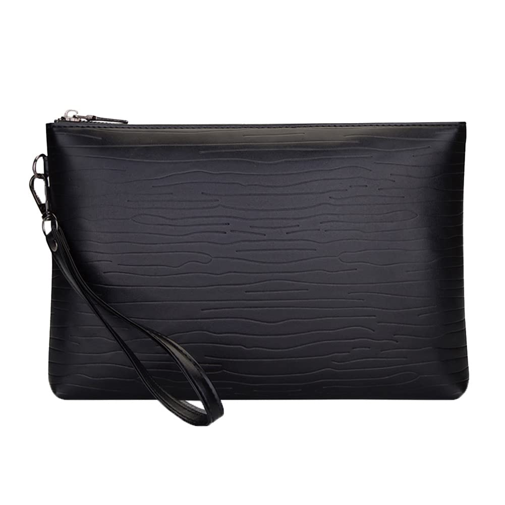 Pochette Morbida in Pelle Elegante Pochette con Cinturino da Polso per Uomo Borsa busta a mano per Lavoro, Affari, Viaggio, Casual
