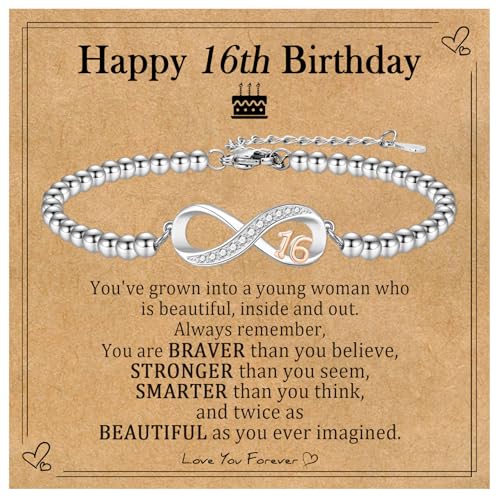 EPIRORA Birthday Gifts for Girls, 12th/ 13th/ 16th/ 18th/ 21st Birthday Gift Ideas for Teen Girl, Infinity Knot Stainless Steel Beaded Charm Number Bracelets for Daughter Sister Granddaughter Niece